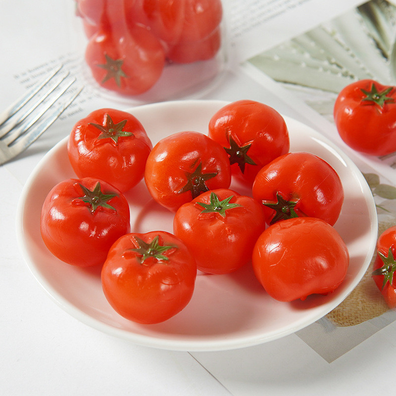 人造pvc番茄模型假小櫻桃番茄蔬菜水果食品模型廚房裝飾拍照道具