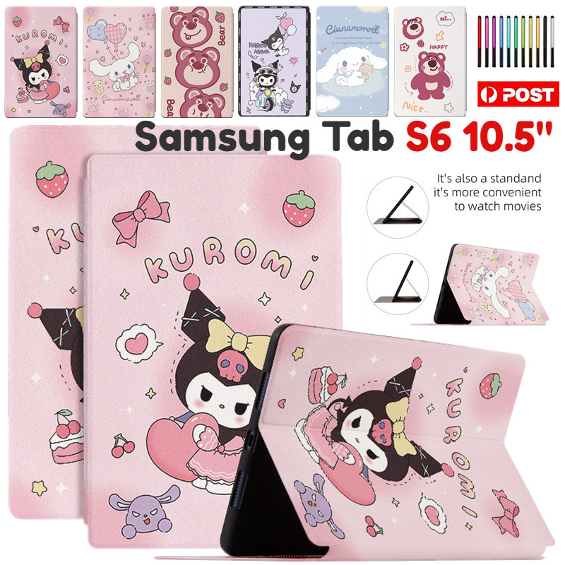 SAMSUNG 適用於三星 Galaxy Tab S6 10.5 SM-T860 SM-T865 支架可愛卡通 PU 平