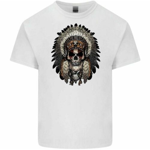 美國原住民印度骷髏頭飾男式 T 恤騎自行車摩托車摩托車