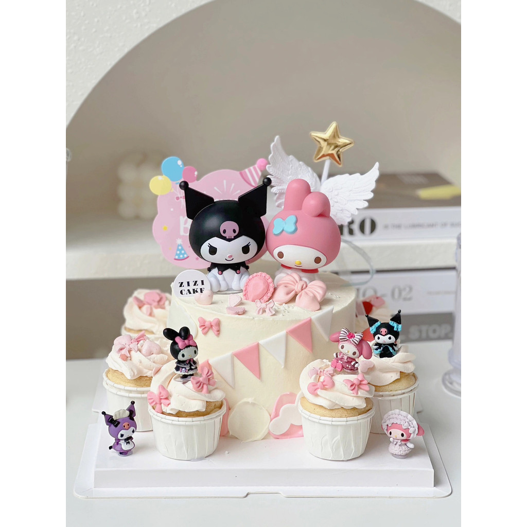 烘焙蛋糕裝飾         可愛庫洛米三麗鷗蛋糕擺件小女生生日蛋糕甜品臺裝扮