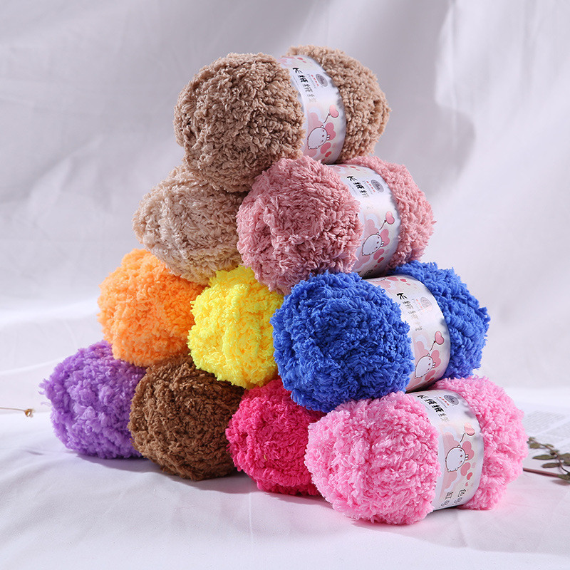 50g/卷 35M 柔軟細珊瑚絨毛巾紗粗羊毛線 DIY 手工編織嬰兒線鉤針包帽子娃娃