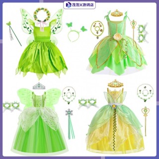 萬聖節新款綠色小精靈洋裝公主蒂安娜小叮噹兒童表演服