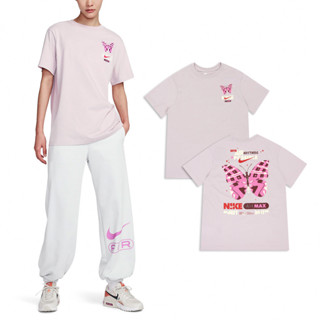 Nike 短袖 NSW Tee 女款 灰紫 短T 蝴蝶 寬鬆 塗鴉 [ACS] FQ8874-019