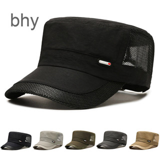 Bhy021 夏季網眼平頂帽速乾戶外透氣防曬帽