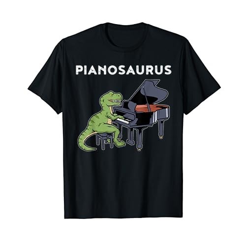 男士純棉 T 恤三角鋼琴襯衫兒童鋼琴家恐龍音樂鋼琴 T 恤 4XL, 5XL, 6XL