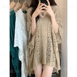 韓版v領鏤空短袖針織衫女裝薄款春季設計感小眾獨特別緻寬鬆罩衫上衣 短版針織外套 薄針織外套 綁帶罩衫 L2qvf36