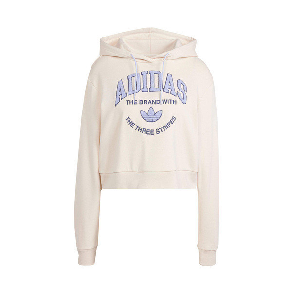 Adidas VRCT Hoodie IR6035 女 連帽 上衣 短版 帽T 休閒 三葉草 舒適 米紫