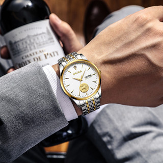 腕錶現貨禮物時尚休閒新款男士全自動機械錶雙歷真鑽商務手錶男防水夜光鋼帶機械手錶