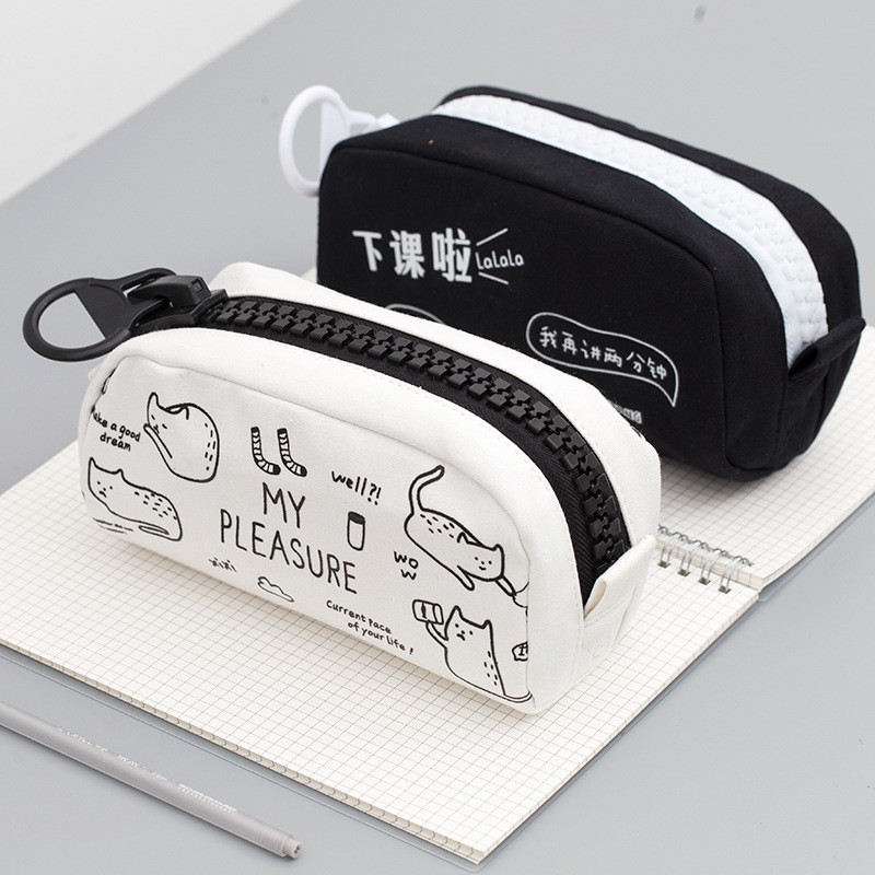 咔巴熊大拉鍊ins風日系個性創意搞怪鉛筆盒 可愛筆袋學生文具袋