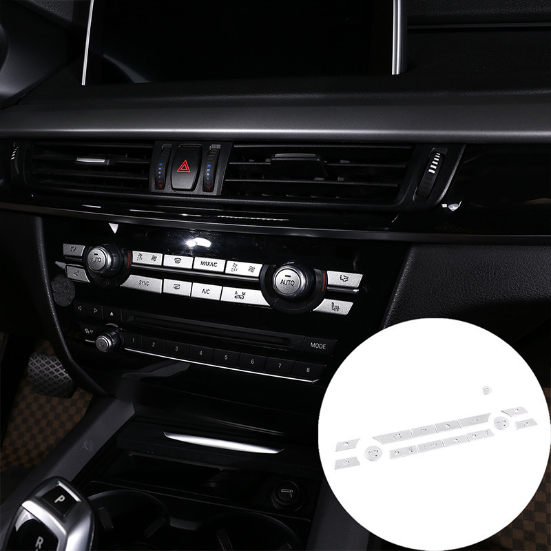 BMW 適用於寶馬 X5 X6 F15 F16 2014-18 不銹鋼汽車中央空調多媒體按鈕裝飾貼紙汽車配件