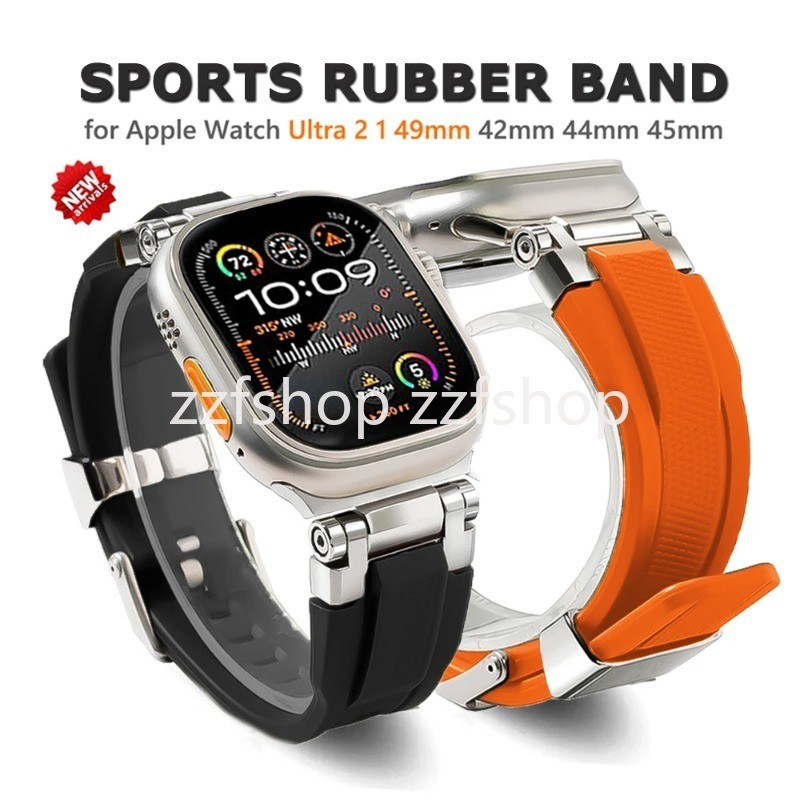 質感好 橡膠錶帶 適用蘋果手錶Apple Watch Ultra1 2 49mm高品質 42 44 45mm替換錶帶