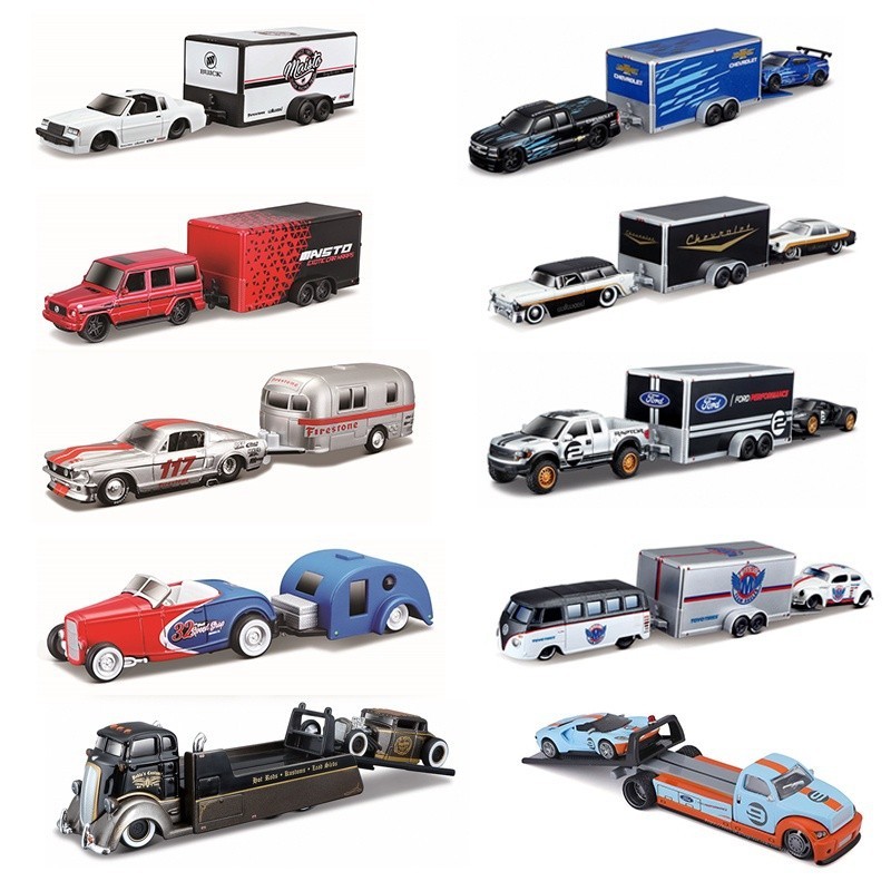 現貨免費送貨 Maisto 1:64 設計 Tow &amp; GO Van Samba Alameda 拖車汽車模型玩具收藏禮