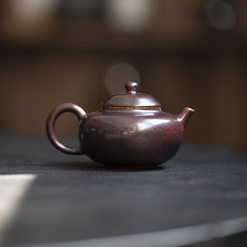 陶瓷復古窯變紅茶壺帶球孔過濾泡茶器功夫茶具西施壺小單壺
