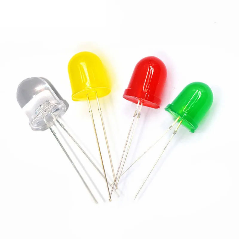 （一份10個）F10/10mm大圓頭髮光二極管 紅色綠黃橙藍光LED燈珠小指示燈發光管