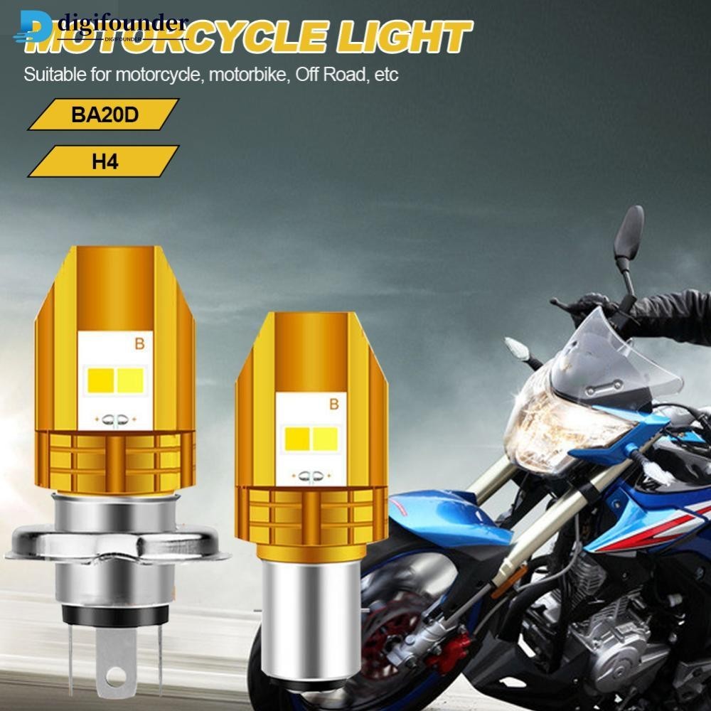 Digifounder摩托車h6 BA20D H4 LED大燈燈泡雙色白黃LED 12V D8O9