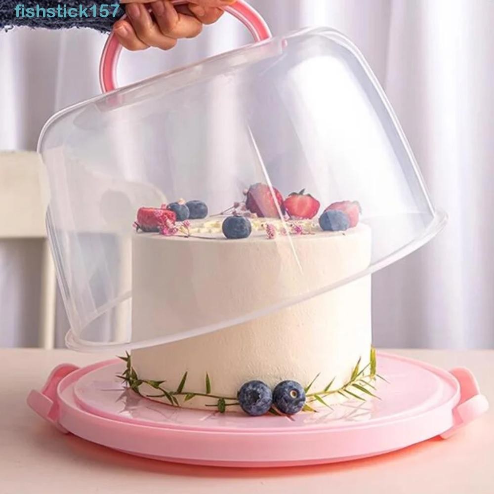 157FISHSTICK塑料蛋糕盒,8/10英寸圓形蛋糕容器,可折疊手柄透明加高蓋子蛋糕盒