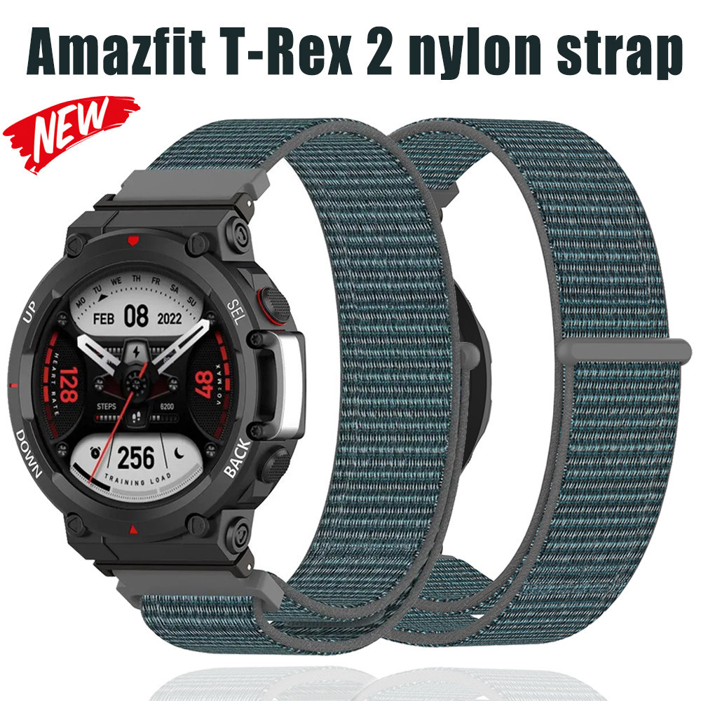 適用於 Amazfit T-Rex2 替換錶帶尼龍 Velcro 錶帶 2 尼龍環編織手錶快速釋放腕帶