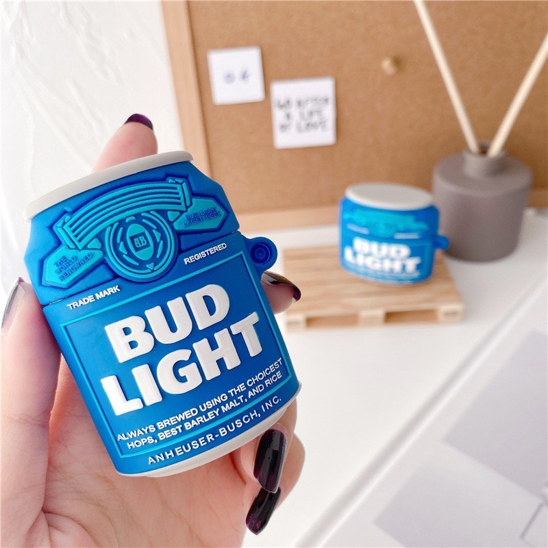 適用於 Airpods pro gen 2 1 2 3 pro 保護套時尚軟矽膠的 3D Bud Light 啤酒盒