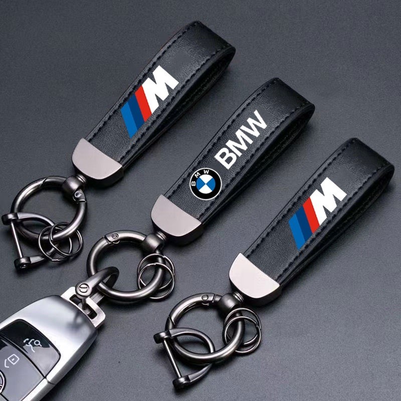 BMW 皮革汽車鑰匙扣鋅金屬寶馬標誌1 2 3 4 5 6 7系X1 X2 X3 X4 X5 X6 X7性能配件