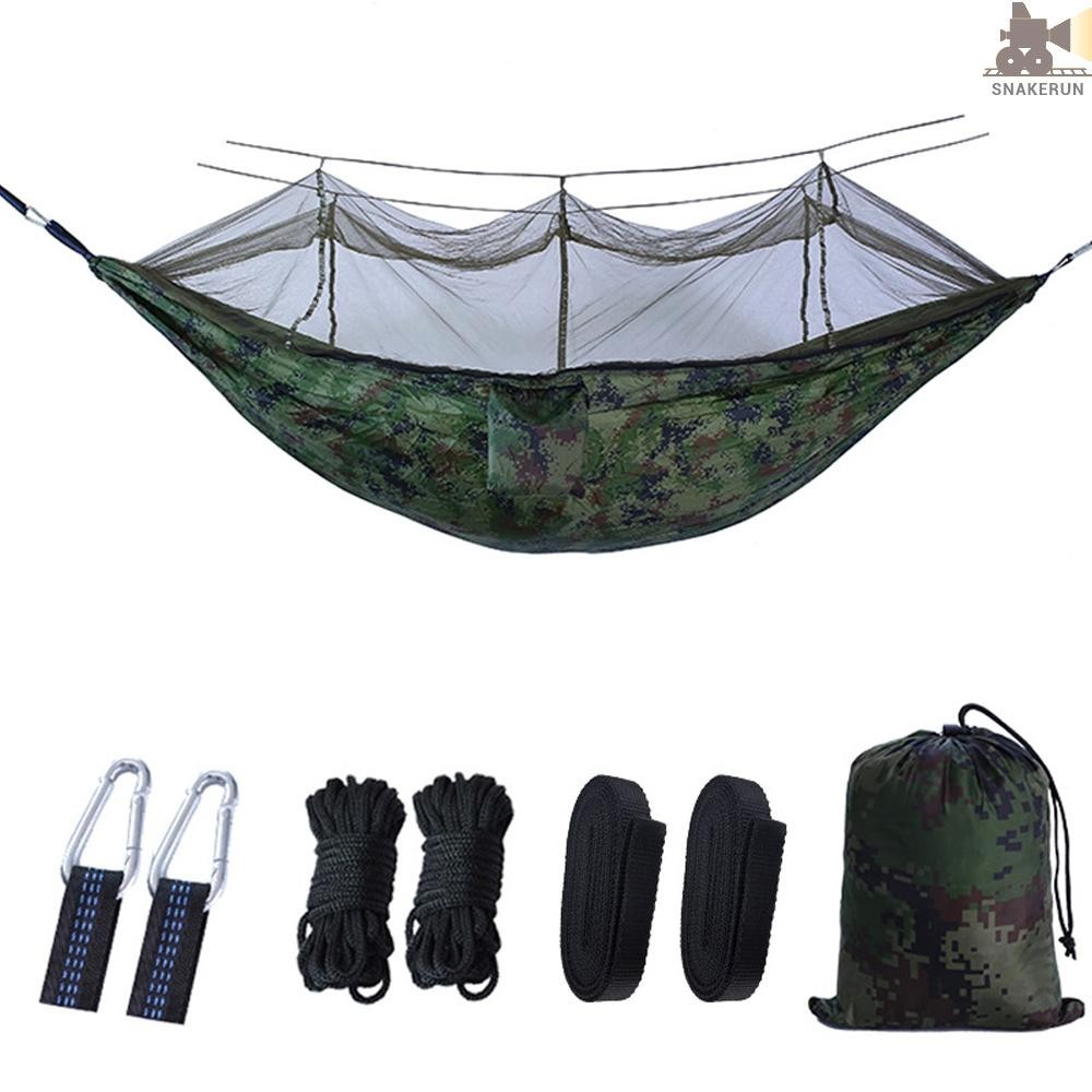 Snew 便攜式兩人露營吊床帶蚊帳,用於後院花園露營背包