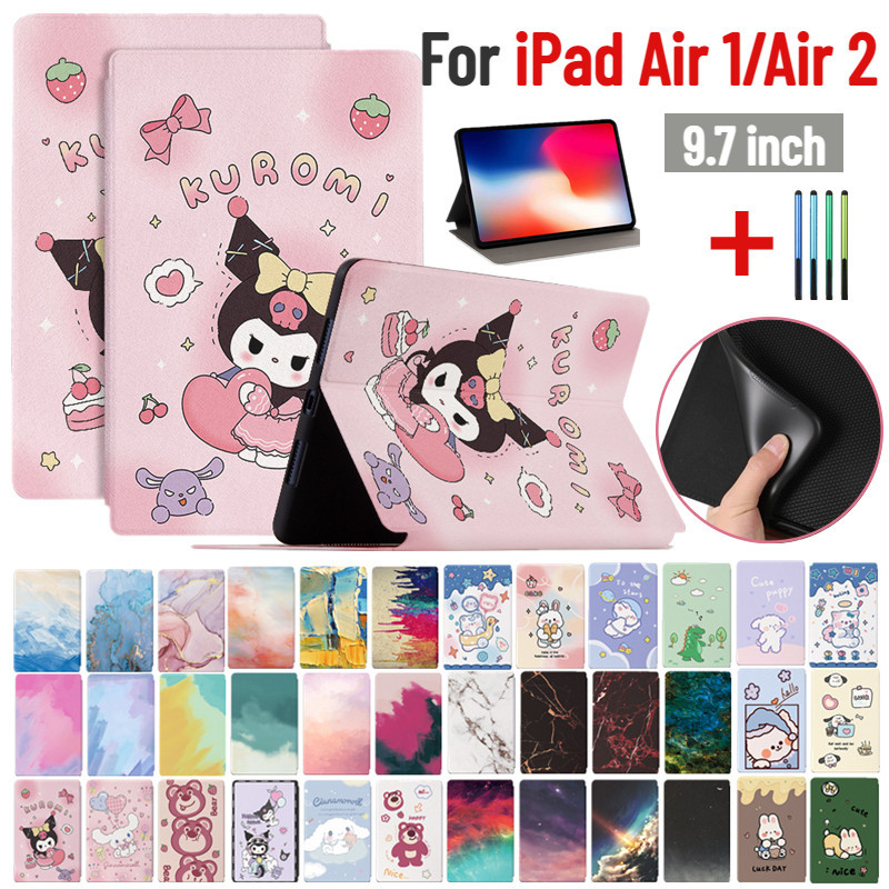 適用於 iPad Air 1 2 2013 2014 9.7 英寸 Kuromi 卡通皮革支架防震超薄兒童卡通翻蓋保護套