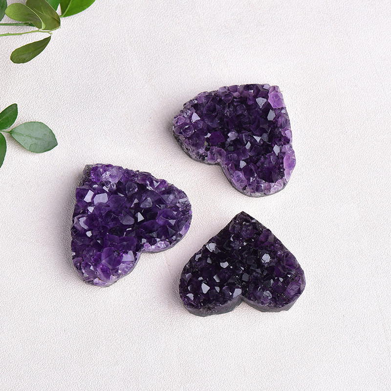 天然烏拉圭紫水晶簇紫晶洞愛心形原石 礦石觀賞原石標本
