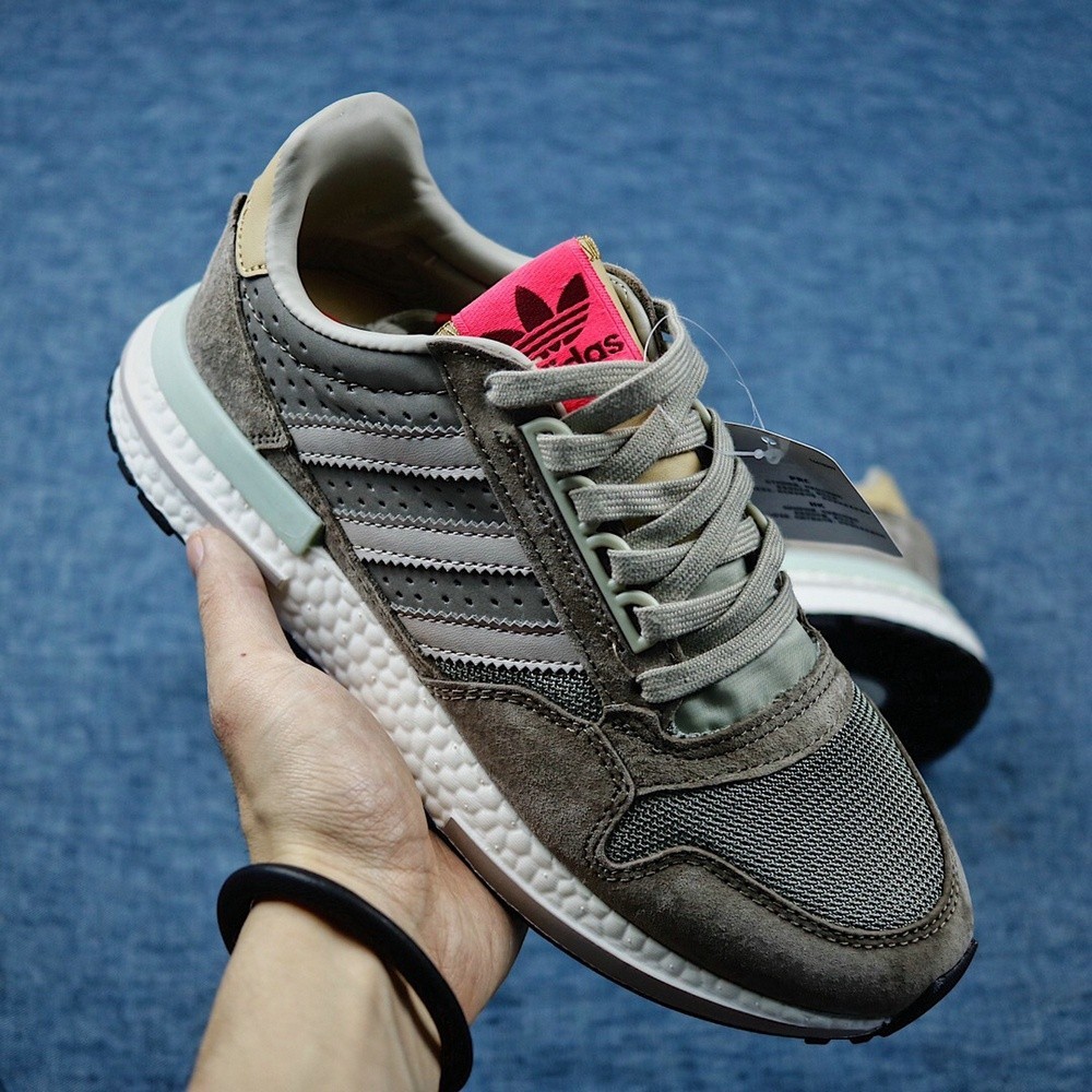 愛迪達 Adidas zx500 RM男女款經典灰粉緩震運動鞋