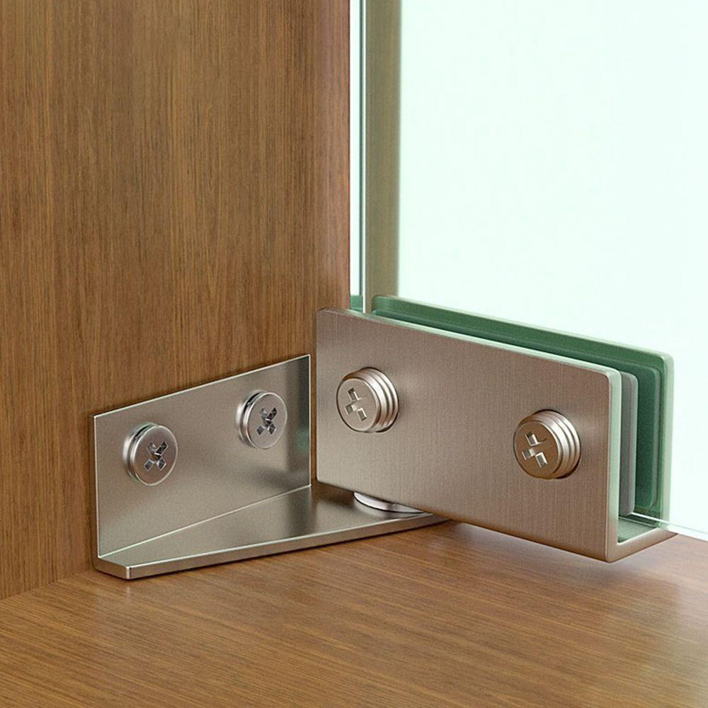 無打孔玻璃門樞軸鉸鏈,櫥櫃展示櫃雙磁性把手鎖玻璃夾