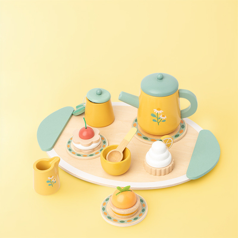 木製仿真兒童過家家 皇家下午茶具組 甜品泡茶壺杯 餐廚房玩具