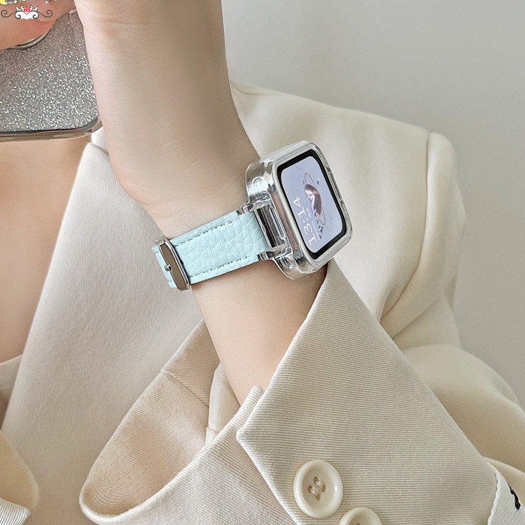 荔枝紋真皮金屬釦錶帶 適用Redmi Watch 4 錶帶 小米手環8Pro錶帶 高級個性女款錶帶