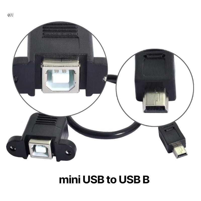 Quu 迷你 USB 5 針公頭轉 USB B 母頭面板安裝電纜,帶螺絲 30 50 厘米
