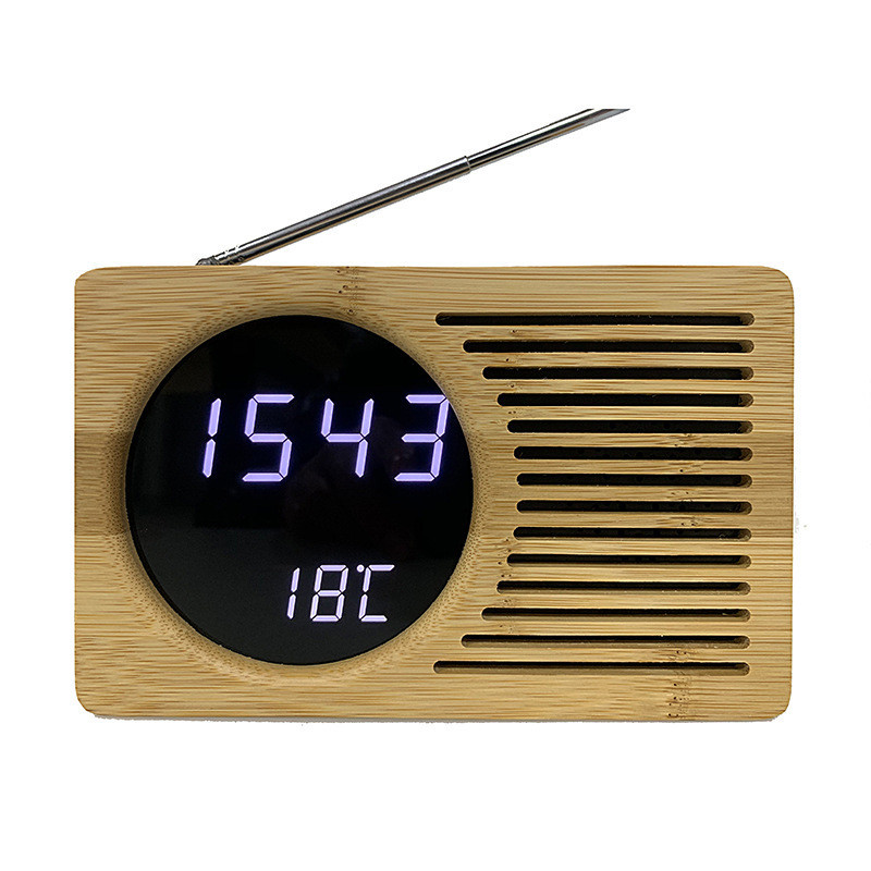 ❤和雅❤新款竹子LED時鍾 FM收音機 電子鬧鍾溫度顯示