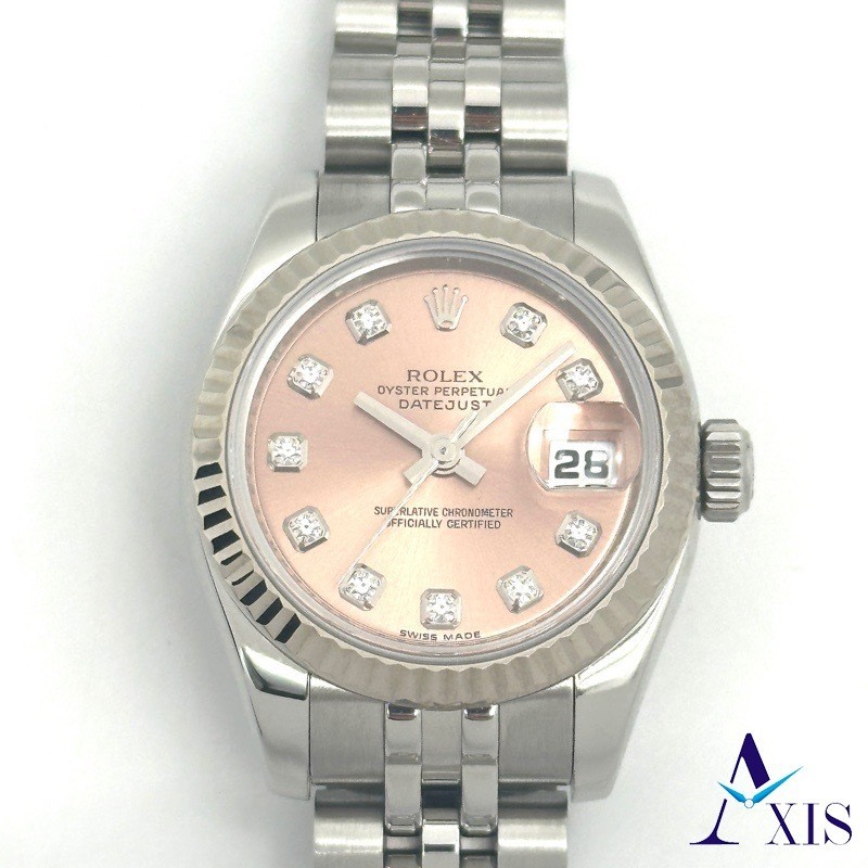 勞力士 日誌型 179174G 腕錶
 自動上鍊 粉色的 dial【中古】
 女性