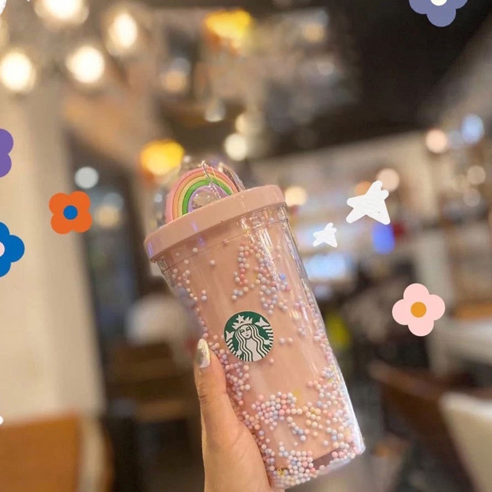 STARBUCKS 【ST】星巴克彩虹杯雙層少女吸管杯