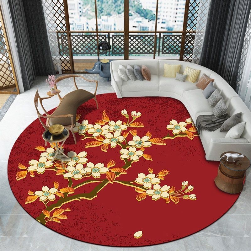 新中式圓形地毯客廳書房輕奢民族風國潮房間地毯臥室床邊圓地墊子