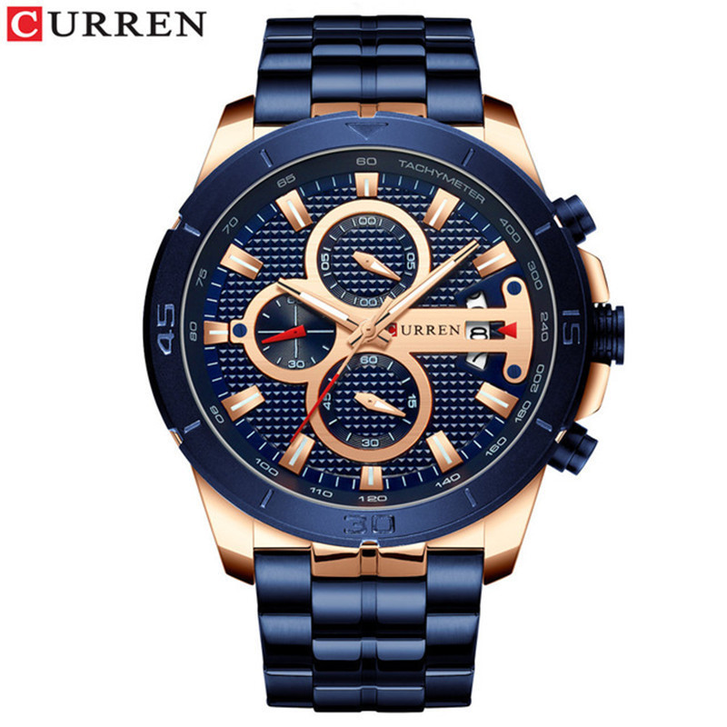 CURREN品牌 8337 鋼帶 石英手錶 六針 多功能 防水 高級男士手錶