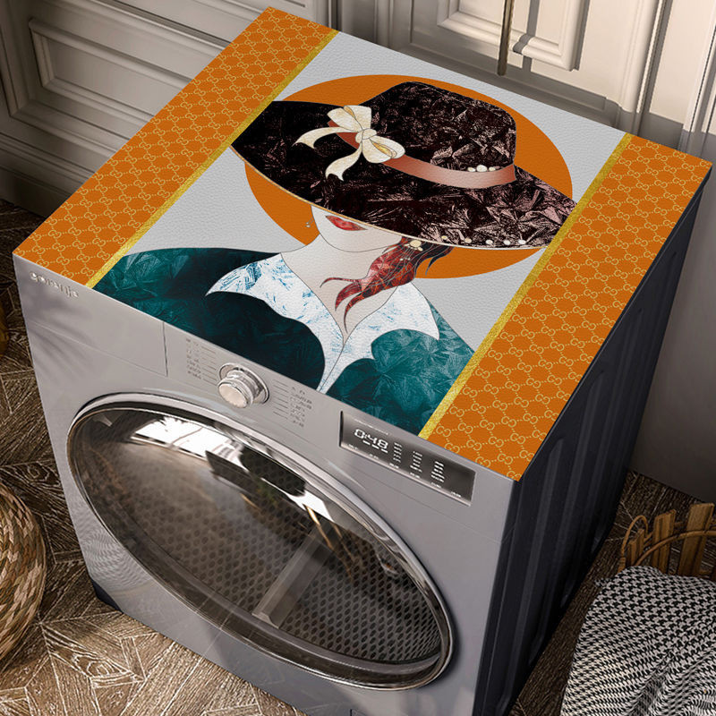 «洗衣機蓋布» 現貨 美式ins風滾筒式洗衣機防塵套罩微波爐冰箱蓋巾蓋布皮革防水防晒