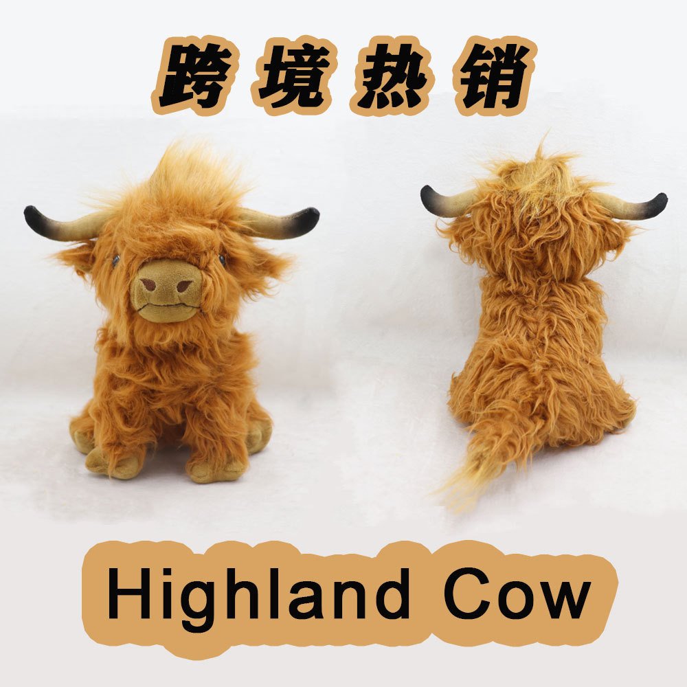 【現貨 速發】熱銷仿真Highland Cow蘇格蘭高地牛公仔長毛絨玩具