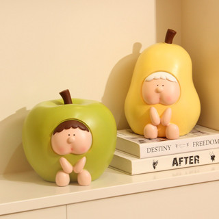 創意奶油風蘋果梨子儲蓄罐兒童水果存錢罐桌面治癒裝飾品可愛擺件
