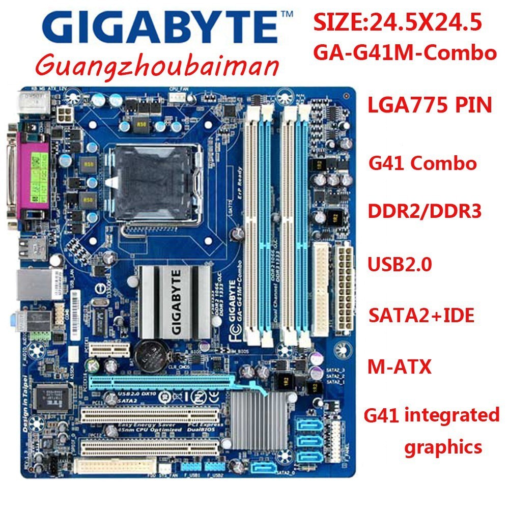 英特爾 二手技嘉 GA-G41M-Combo Intel G41 主板 LGA 775 DDR2 &amp;DDR3 8G