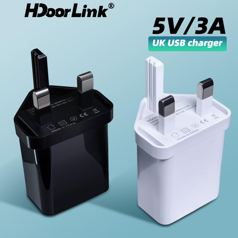 Hdoorlink 英國插頭適配器 5V 3A 壁式充電器通用旅行充電頭,用於 USB 接口