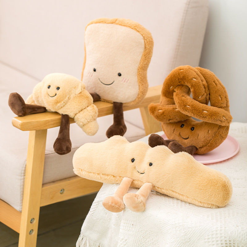 兒童玩具 JellyCat 同款早餐麵包系列 發聲寵物 吐司 牛角 包捲餅 絨毛玩具 絨毛玩偶 吊飾 擺件 禮物
