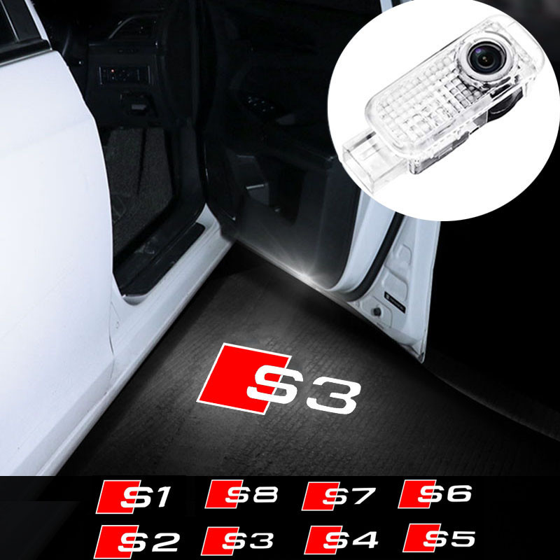 2 件裝 LED 車門迎賓燈適用於奧迪 S5 S6 S7 S1 S2 S3 S4 S8 氛圍投影儀禮貌鬼影燈配件