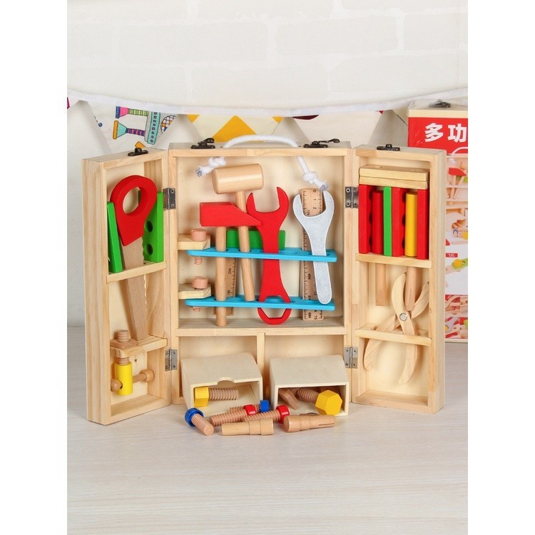 兒童維修工具箱益智玩具仿真拆裝木工盒子螺絲螺母木製男孩過家家jsy4ml
