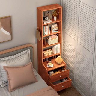 床頭書架 書櫃 家用臥室簡易多功能置物架 床頭櫃 雙抽屜簡約收納床頭櫃 收納櫃 抽屜櫃 雙抽屜 多格儲物 雜物收納