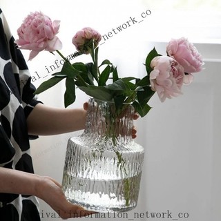 ✨免運可開發票#冰川紋手工玻璃花瓶ins 風客廳擺件鮮花幹花插花水養水培透明花器