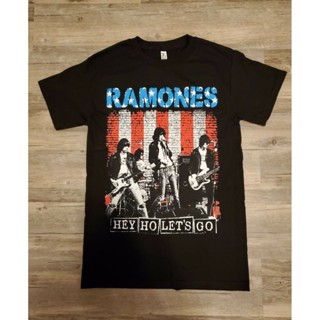 Ramones Hey Ho Lets Go 休閒短袖上衣印花棉質男士 T 恤加大碼生日禮物
