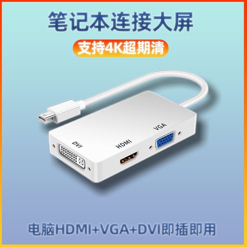 迷你DP轉HDMI/VGA/DVI投影儀顯示器迷你接口  適用蘋果電腦轉換器