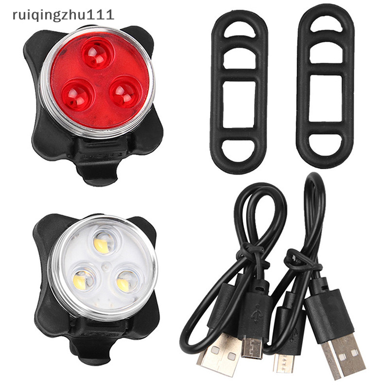 [ruiqingzhu] Usb 可充電自行車燈套裝,超亮前大燈和後 LED 自行車燈,650mah,4 種燈光模式選項