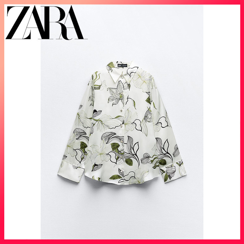 Zara 新款女式印花絲緞襯衫